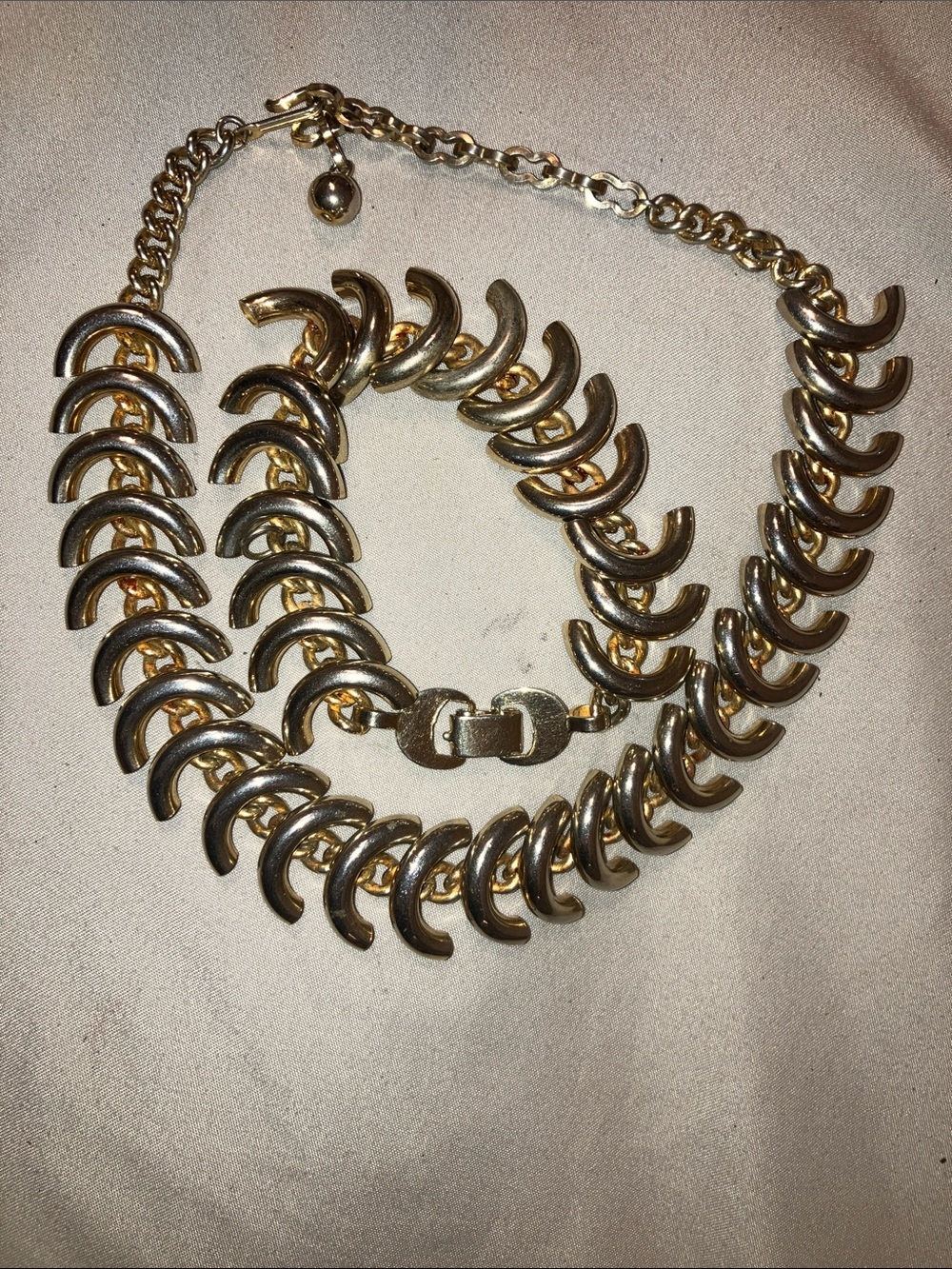 Gold Crescent-Link Statement Necklace